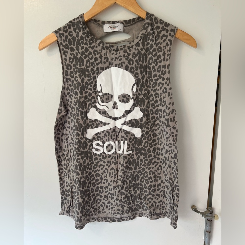 SoulCycle Gray Leopard Print Tank top